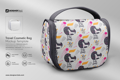 Travel cosmetic bag mockup bag mockup cosmetic bag mockup illustration logo mock up mockup pattern pattern showcase psd template texture travel