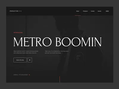 Production Hive Website click development hiphop identity interactive layout metro boomin typography ui uiux web gl website website design websites