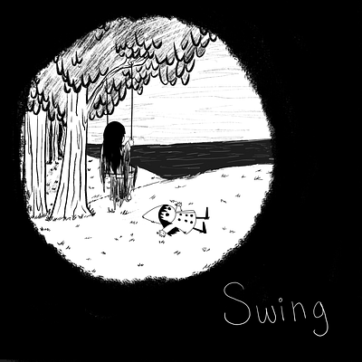 Inktober Day 9 - Swing black white cartoon digital art ghost ghosts illustration illustrator inktober inktober2019 monochrome spooky