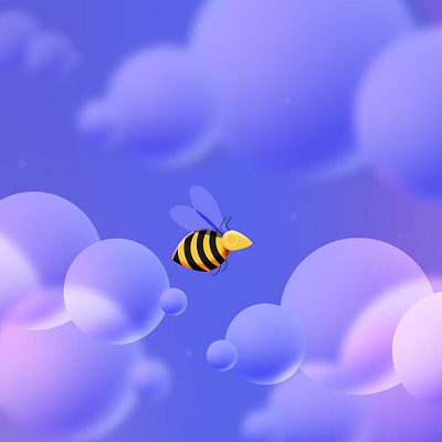 Busy Bee bee bee fly bee flying busy bee cloud illustration insect jagthund purple