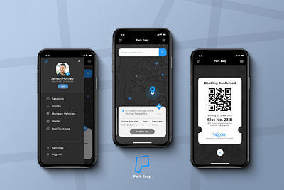 Parking app UI Design appdesign dark ui design intuitive parking parking app ui ux uidesign user experience user interface ux visual design