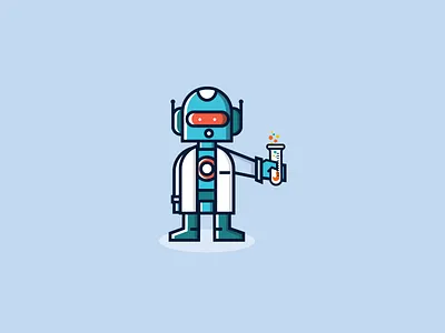 Scibo character cute cyborg dribbbleweeklywarmup icon illustration mascot robot scientist vector warmup