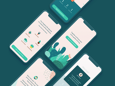 Cactus Onboarding app branding cactus design green illustration mobile onboarding pink sketch texture ui vector website