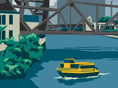 Taxiin' boat chicago illustration water