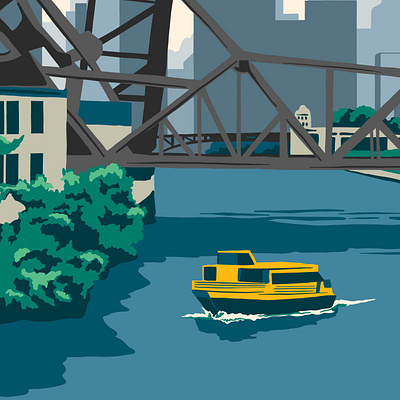 Taxiin' boat chicago illustration water