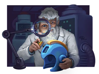 Doctober 05: Dr. Thomas Light art build capcom character digital digital illustration doctor fan art helmet illustration inventor megaman painting rockman videogames