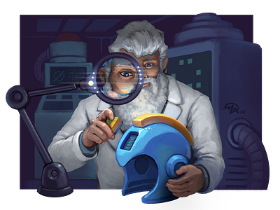 Doctober 05: Dr. Thomas Light art build capcom character digital digital illustration doctor fan art helmet illustration inventor megaman painting rockman videogames