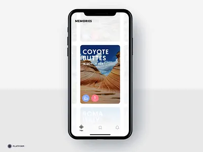 Travel - Memories screen / Animation app application design bali beach cards ui destination drag hiking ios iphone mallorca mobile app design photos sightseeing transition travel travel app tripadvisor ui