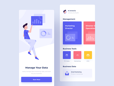 Bussines Management App aplication app bussines dashboard data design flat interface management marketing minimal mobile ui ux web website