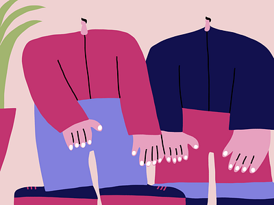 Two men and a plant illustration men plant