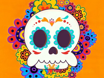 Day of the dead dayofthedead design designer flowers illustration illustration art illustration digital illustrator mexicanculture orange skull vector