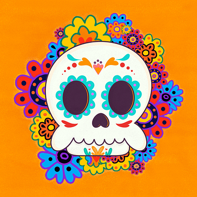 Day of the dead dayofthedead design designer flowers illustration illustration art illustration digital illustrator mexicanculture orange skull vector