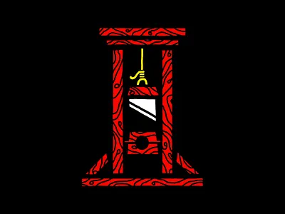 Inktober Day 5: Build behead black chop drawlloween french revolution guillotine halloween horror illustration inktober inktober2019 procreate procreate app red yellow