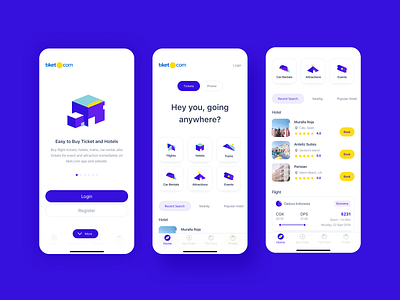 Tiket.com - Exploration android booking app clear daily ui exploration homepage hotel app ios onboarding screen onboarding ui ui
