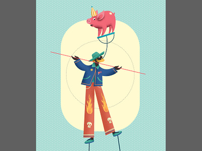 Magician with pig adobe art design digital drawing illustration illustrator cc instagram love vector