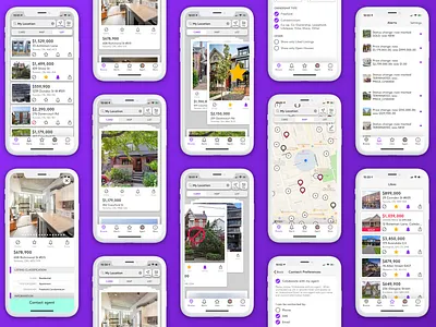 Real estate searching app for iOS app app design design filters ios ios app maps real estate search results searching sketchapp swiping ui user flow ux