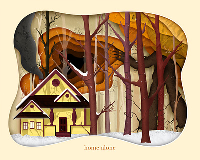 Home Alone At The End Of Autumn animation autumn behance design fall fantasy flat illustration illustrator photoshop textures typography vector winter