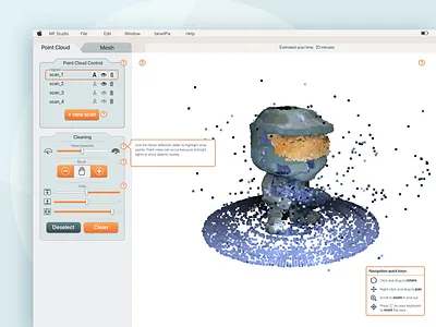 3D Scanning Software in Tutorial mode 3d modeling 3d scan controls design meshtool software design ui ux