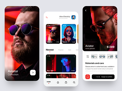 Mobile app glasses shop app brand clean colors glasses interface minimal mobile mobile app product product design ui ux white