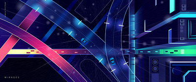 mirage_part1_07 city cyberpunk driving futur illustration light neon neotokyo tokyo trystram