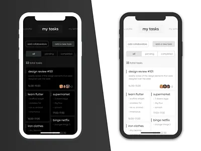 Tasks app apple dark theme design ios iphone light theme tasks todo app ui ux