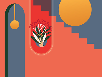 October architecture fall gradient hand illustration october