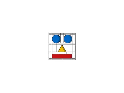 Robauhaus bauhaus brand branding elipse logo logodesign rectangle robot illustration robot logo shape symmetry triangle