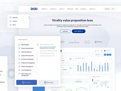 DOD ERP Landing dashboad design erp landing sketch ui web site