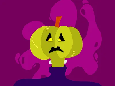 Pumpkin-stein character design cute design frankenstein halloween halloween design illustration illustrator inktober pumpkin spooky vectober