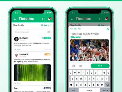 Social Sports App ⚽️ Timeline add app mobile mobile ui new post posts sport sports timeline ui ux