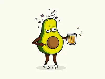 Smashed Avo art avo avocado character character design design digital art drunk flat art graphic graphic design green illustration illustrator interface smashed vector