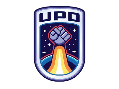 United Planetary Defense arcade badge colorful crest design futurism graphic icon illustration insignia logo logo design nasa retro robot space stars typography vector vintage