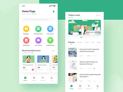 Junior high school education homepage clean design education education app homepage homepage design icon illustration mobile app simple ui