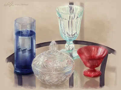Colorful Glass art glass illustration still life