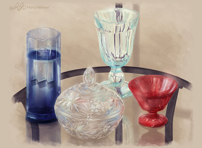 Colorful Glass art glass illustration still life