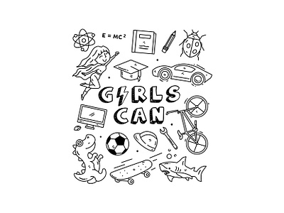 Girls Can apparel apparel design apparel graphics brand clothes clothing clothing brand clothing design kids merch merch design merchandise merchandise design monoline monoline illustration monoline logo tee design tee shirt tshirtdesign tshirts