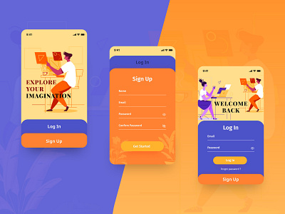Log in & Sign up Screen Concept clean color illustration ui ux