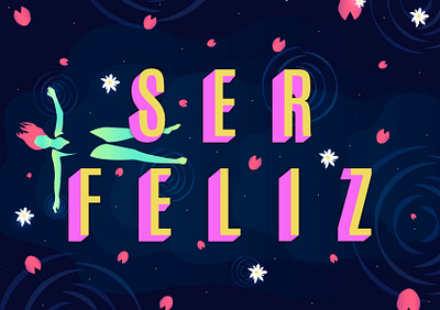 La cuestión, es ser feliz. design digitalart illustration plants swimming typography water