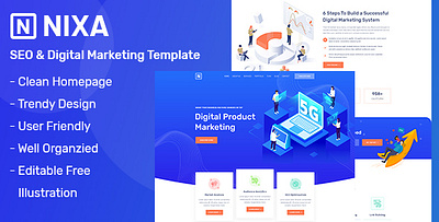 NIXA - SEO & Digital Marketing PSD Template seo agency seo company seo services webdesign