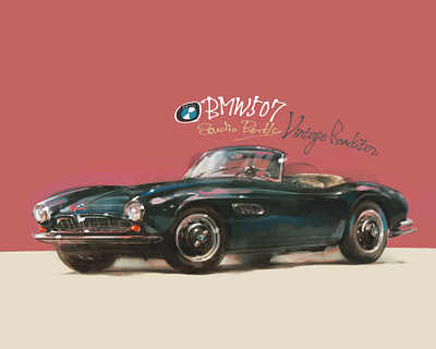 bmw classic -507 carillustration character corel painter digital art illustration vintagecar