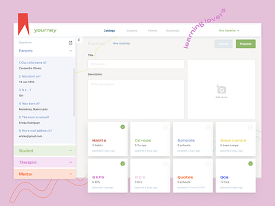 Yourney Roadmap admin admin design admin panel cards create dashboard ui education kids roadmap school sidebar ui uidesign upload uxdesign