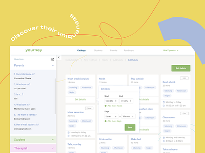 Yourney setting add admin admin design admin panel calendar dashboard ui edit education habits kids schedule school set sketch ui uidesign uxdesign