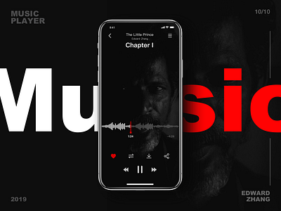 Interfacial Design（Music Player） app black design fashion figure graph icon interaction interface ios iphone iphone x music palyer red ui
