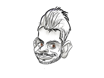 VK captain caricature caricatures cricket cricketer design flat art illustration player sketch vector virat virat kohali vk