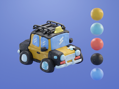 Chunky Taxi (breakdown) 3d alexandria b3d blender clay doh egypt illustration isometric materials play doh render shader taxi