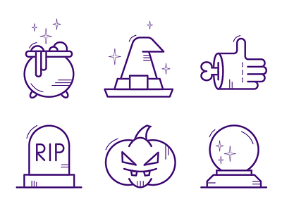 Halloween Icons adobe illustrator design flat frankenstein halloween icon icon set icons icons pack iconset illustration illustrator jack o lantern logo magic minimal pumpkin rip vector witch