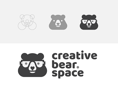 creativebear.space - visual identity bear black and white black and white logo branding concept creative flat glasses illustration logo logo design logo designer logotype minimalist minimalist logo modern simple typography visual identity website branding