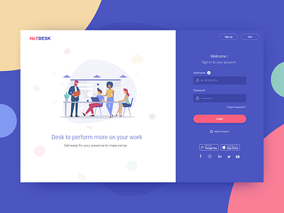 HoTDESK - Login Pagge app branding design icon illustration mobile ui ux vector web website