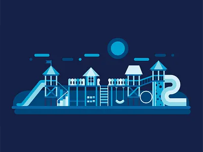 playground in dark children dark kid kids playground slide stairs swing