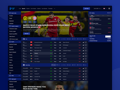 Sportbook Design ⚽ clean design gradient interface layout sport sportbook typography ui ux web